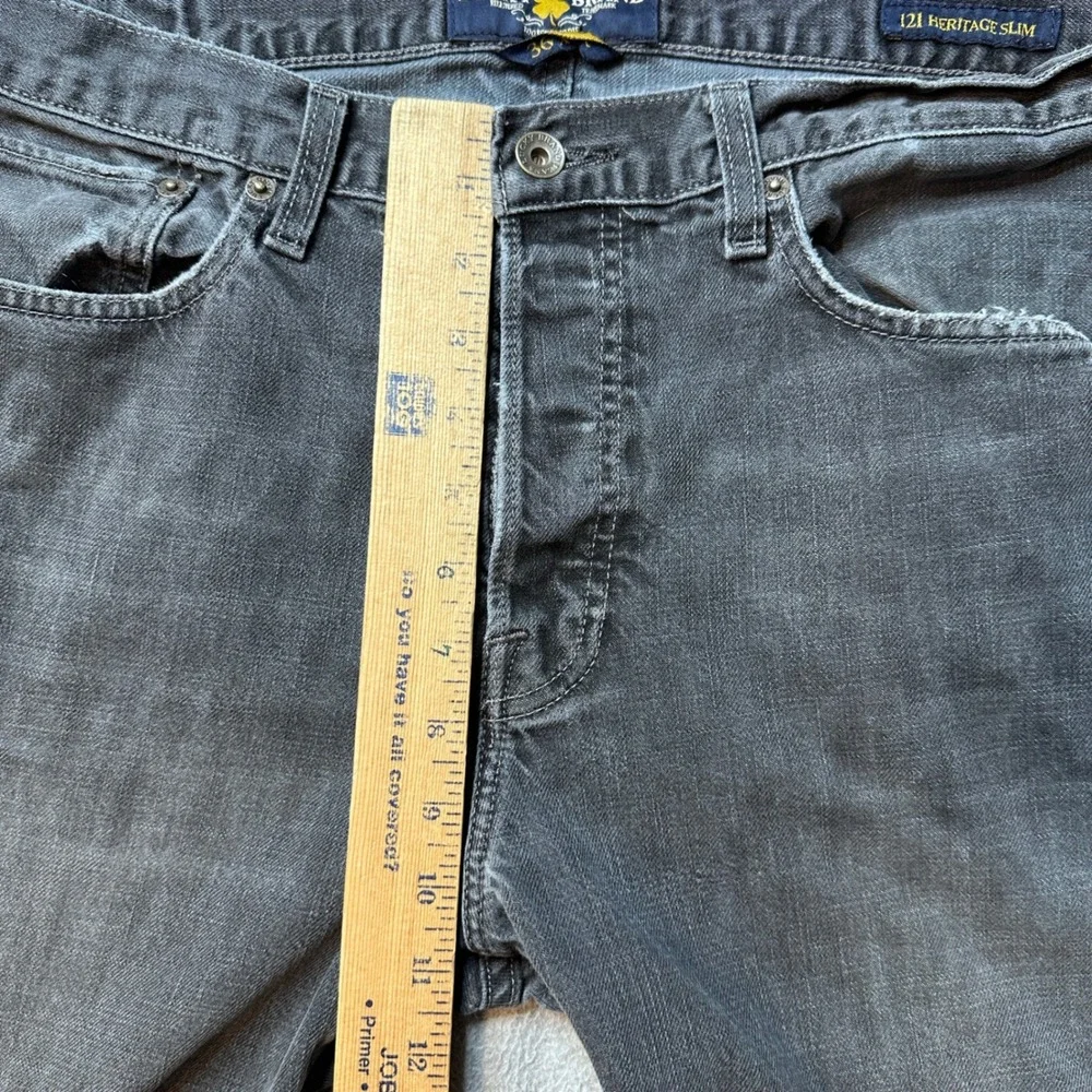 Lucky Brand Jeans‎ Mens 36x32 Gray 121 Heritage Slim Distressed Button Fly Denim